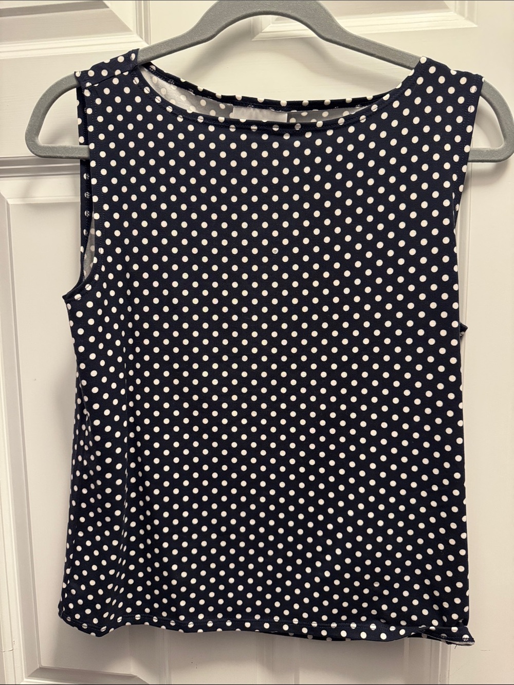 Reformation Polka Dot Sleeveless Shell Top - Navy and White